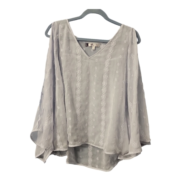 Jennifer Lopez Tops - Chic JLo by Jennifer Lopez Sheer Arctic Ice Blue  Dolman style Top - Size Large